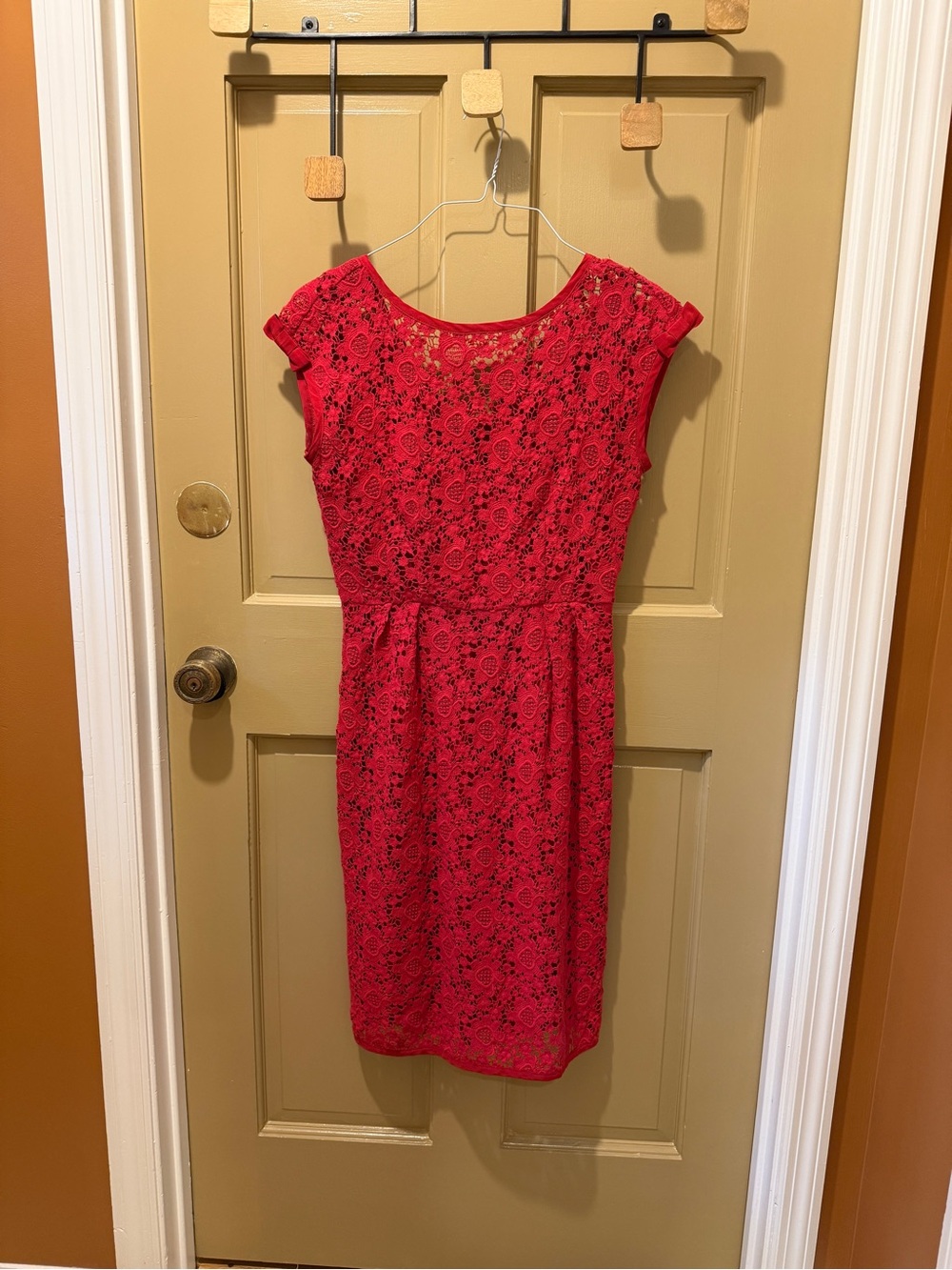 Nanette Lepore red lace shift dress with bow detail